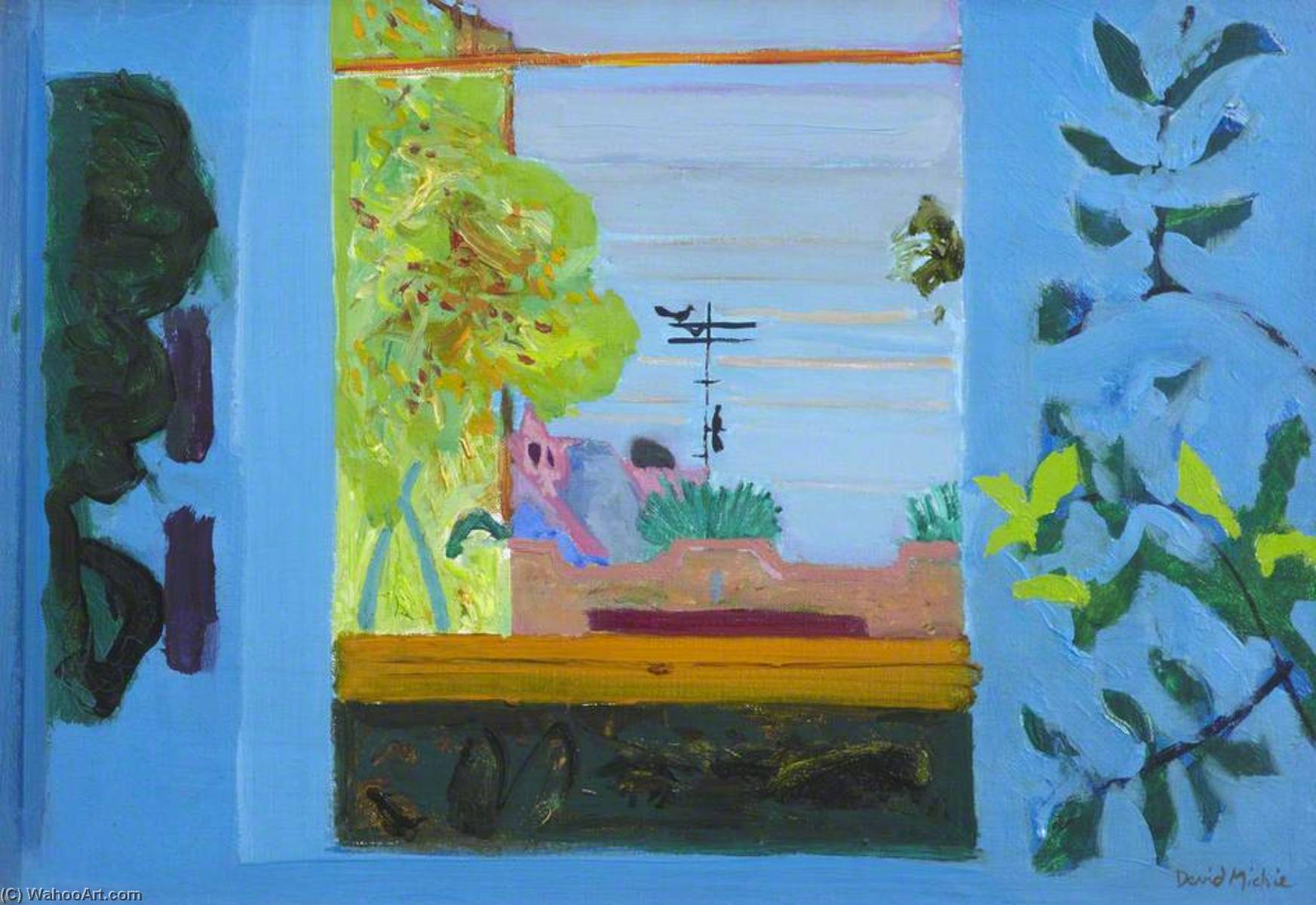 Window with a Telegraph Pole by David Alan Redpath Michie (1928-2015, France) David Alan Redpath Michie | ArtsDot.com