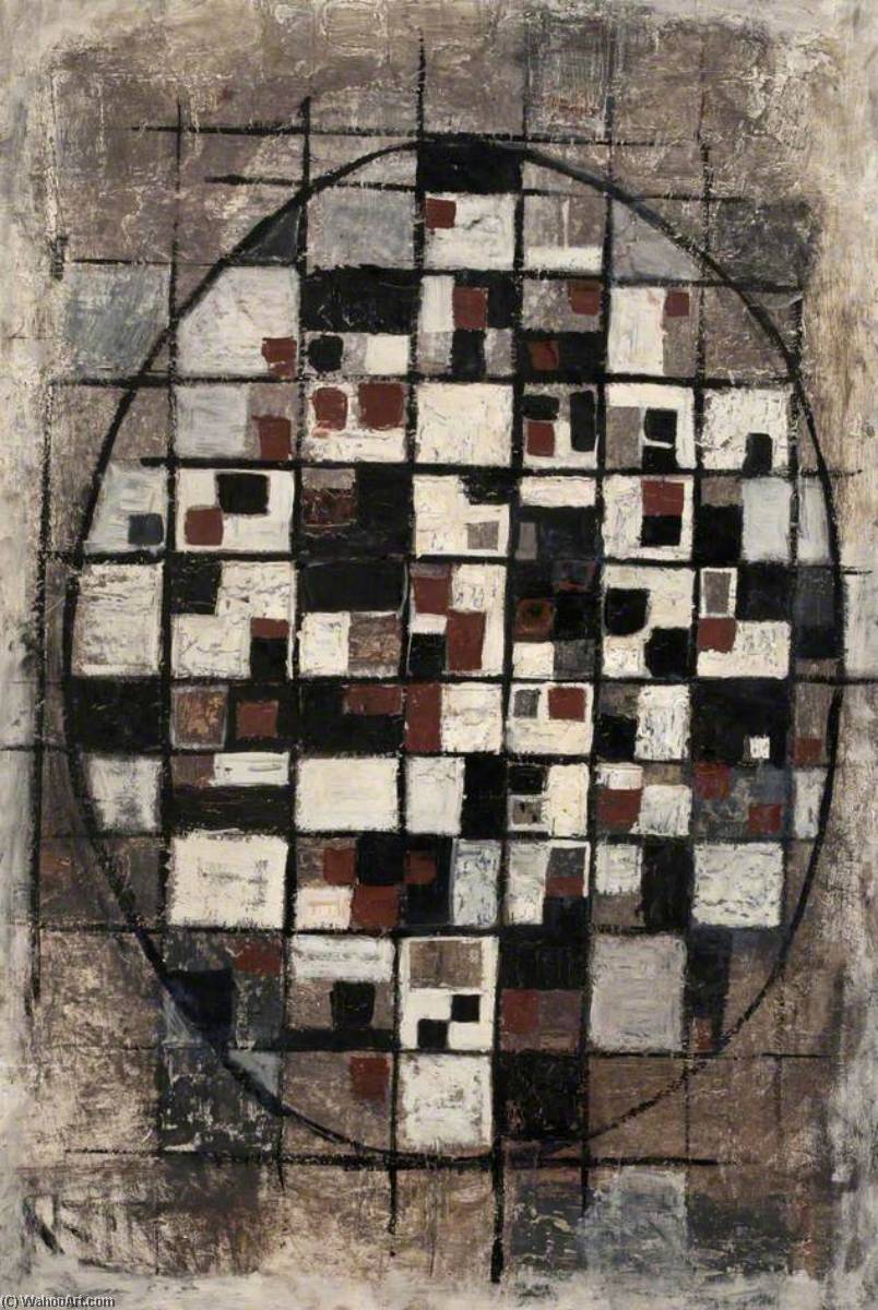 Abstrakte Zusammensetzung mit Grid und Oval, 1953 von Trevor Stubley (1932-2010) Trevor Stubley | ArtsDot.com