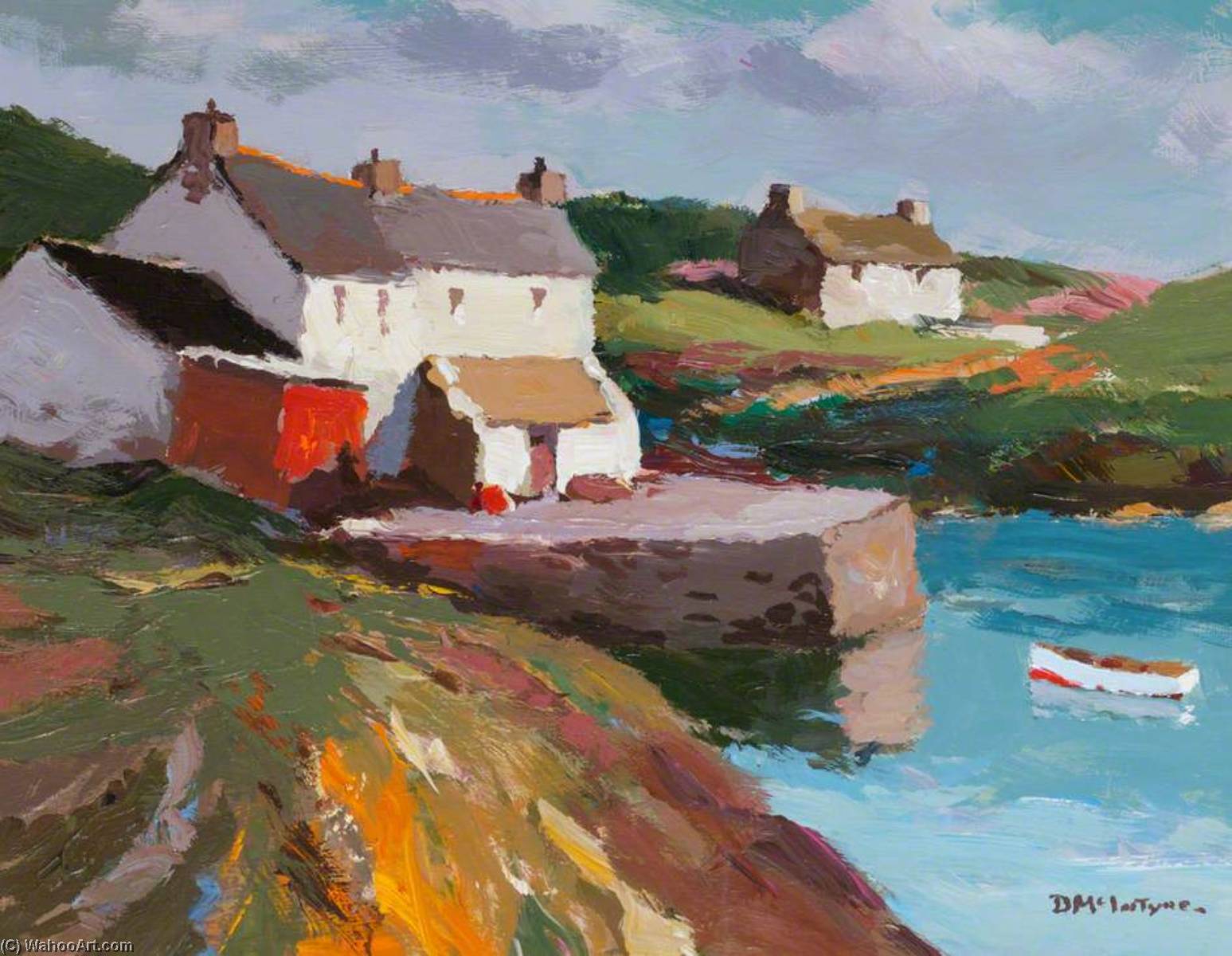 Cottages and Jetty by Donald Mcintyre (1923-2009) Donald Mcintyre | ArtsDot.com