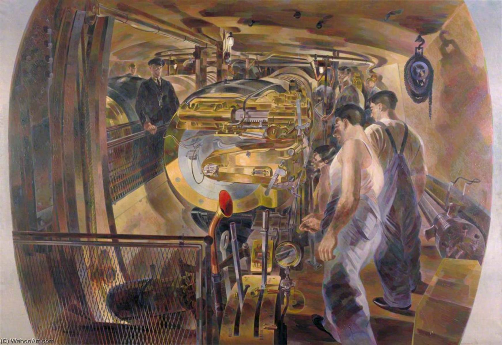 Order Oil Painting Replica 15 Inch Gun Turret, HMS `Repulse`, 1942 by Barnett Freedman (Inspired By) (1901-1958) | ArtsDot.com