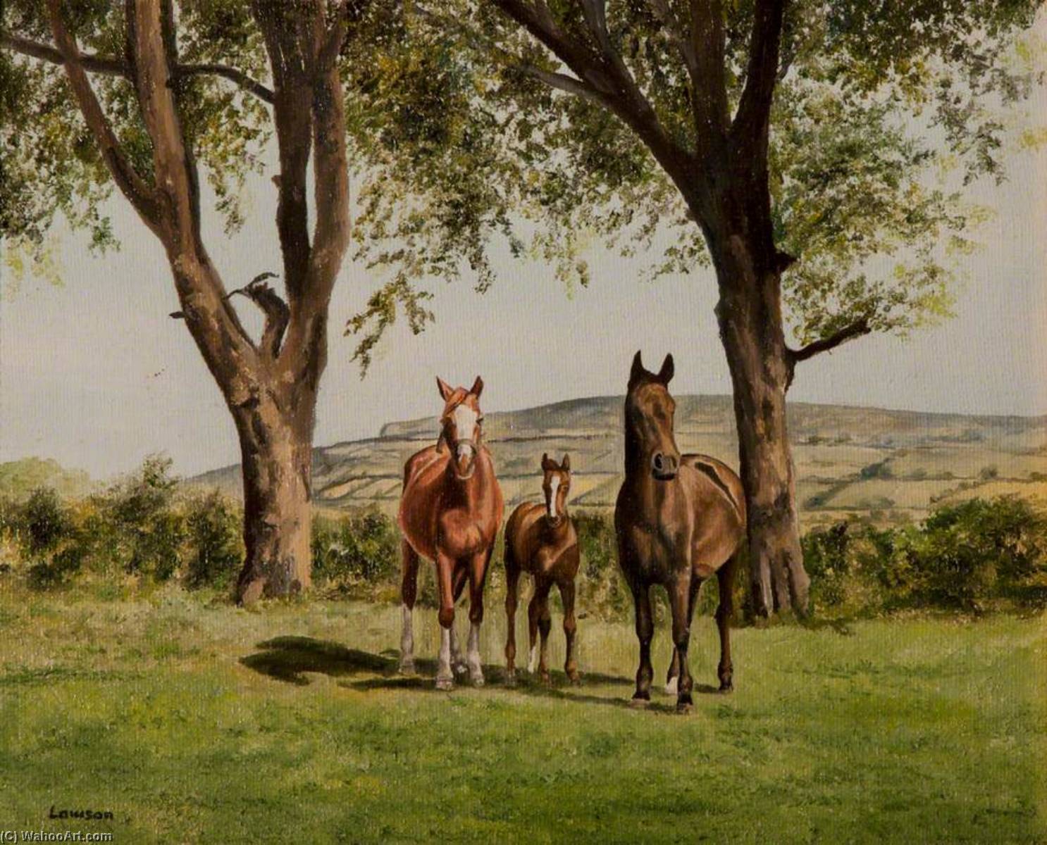 Mare and Foals by John Andrew Lawson John Andrew Lawson | ArtsDot.com