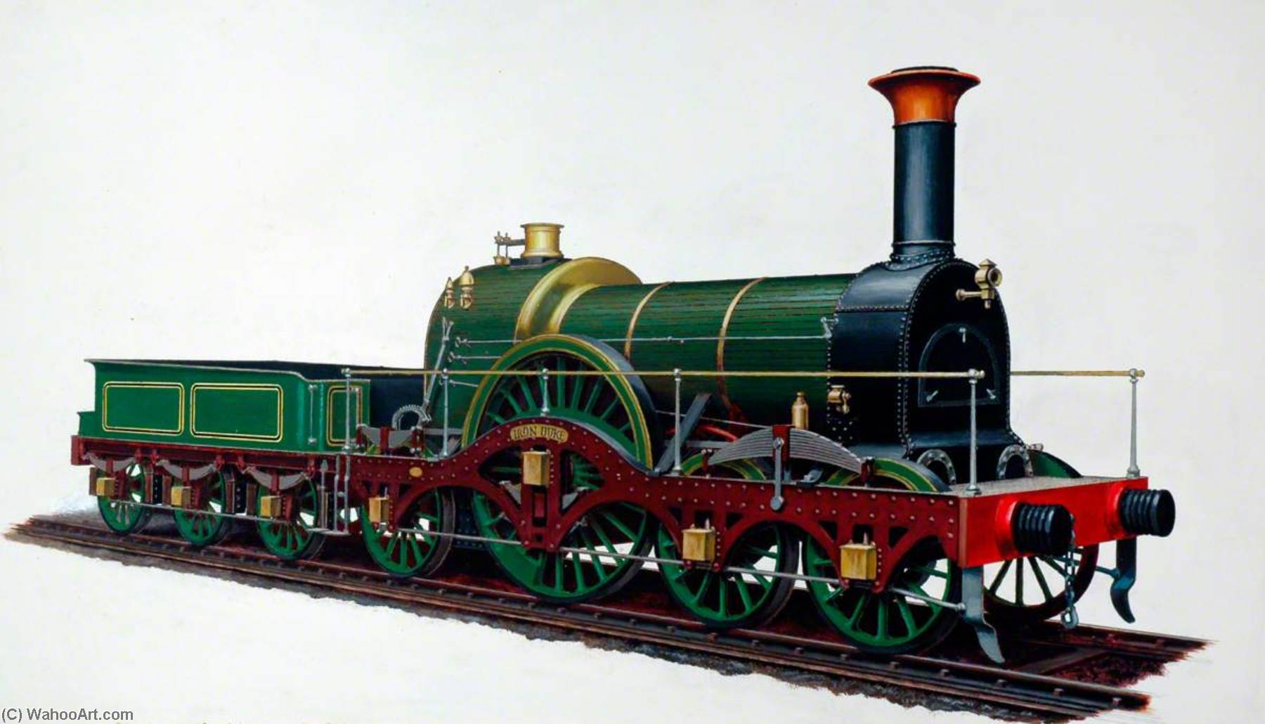 Order Oil Painting Replica Great Western Railway 4–2–2 Locomotive `Iron Duke` by Henry Maurice Whitcombe (Inspired By) (1900-1984) | ArtsDot.com