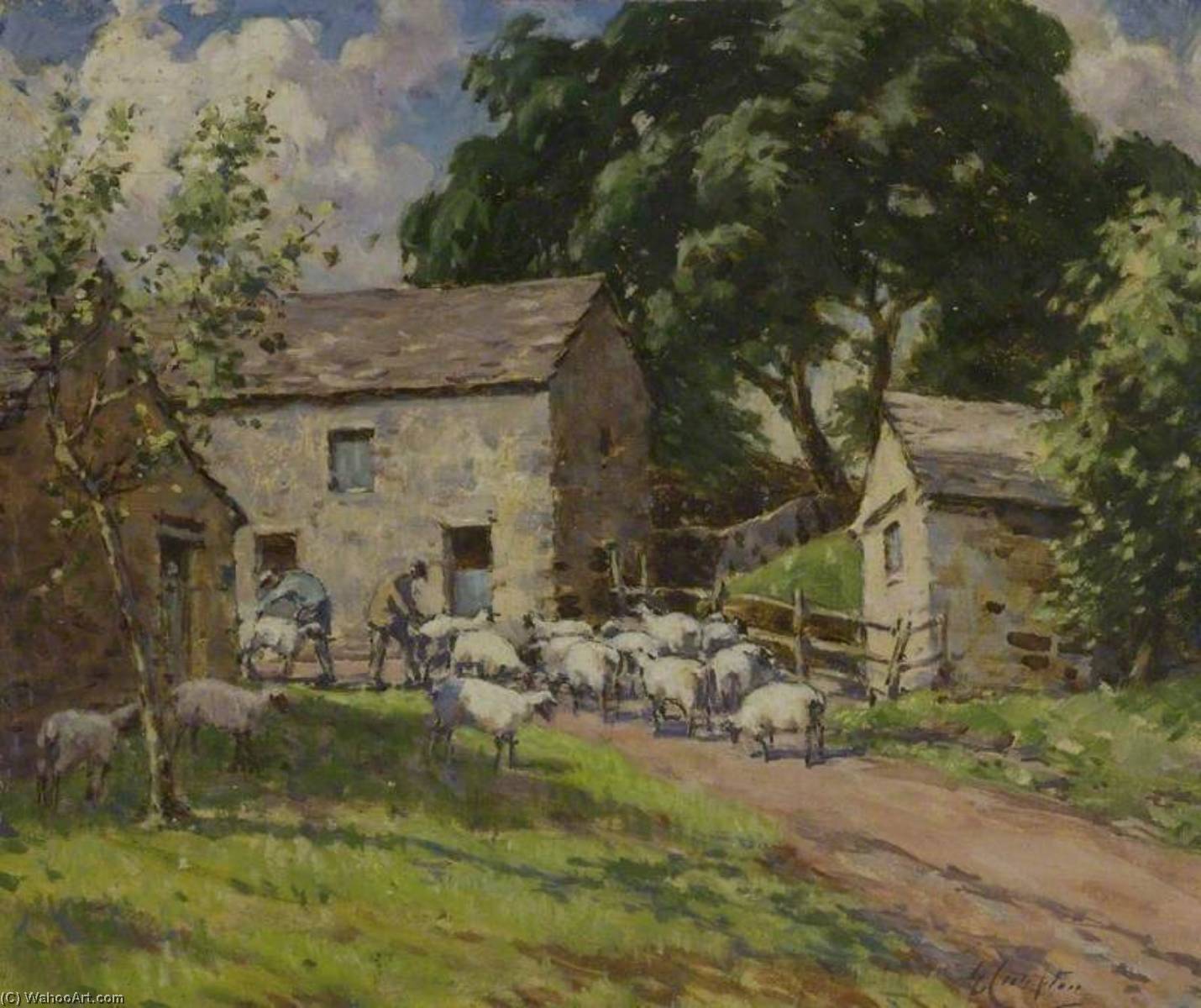 Order Artwork Replica Sheepshearing in the Dales by Gertrude Crompton (Inspired By) (1874-1959) | ArtsDot.com
