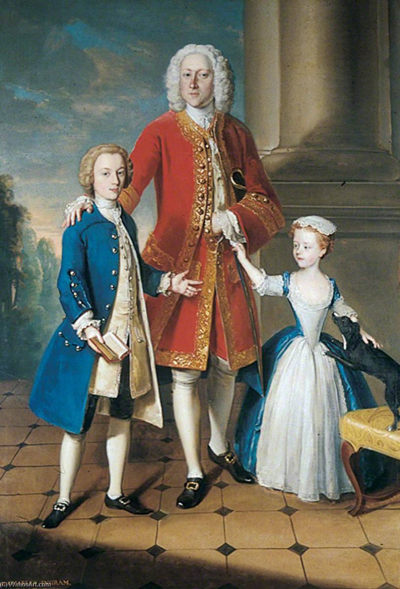 Order Oil Painting Replica Colonel Charles Ingram with His Children, 1741 by Philippe Mercier (1689-1760) | ArtsDot.com