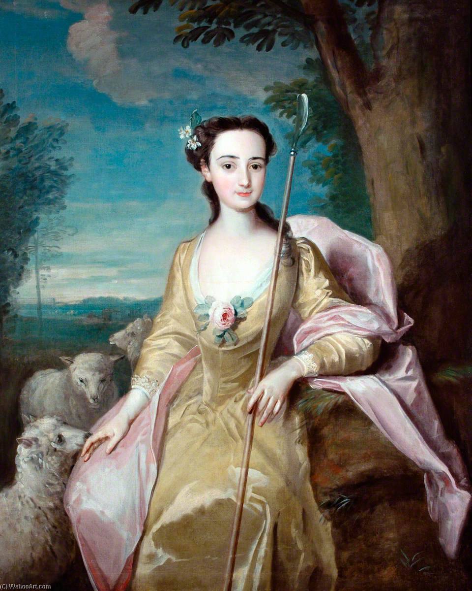 Order Oil Painting Replica Anne Fairfax as a Shepherdess, 1750 by Philippe Mercier (1689-1760) | ArtsDot.com
