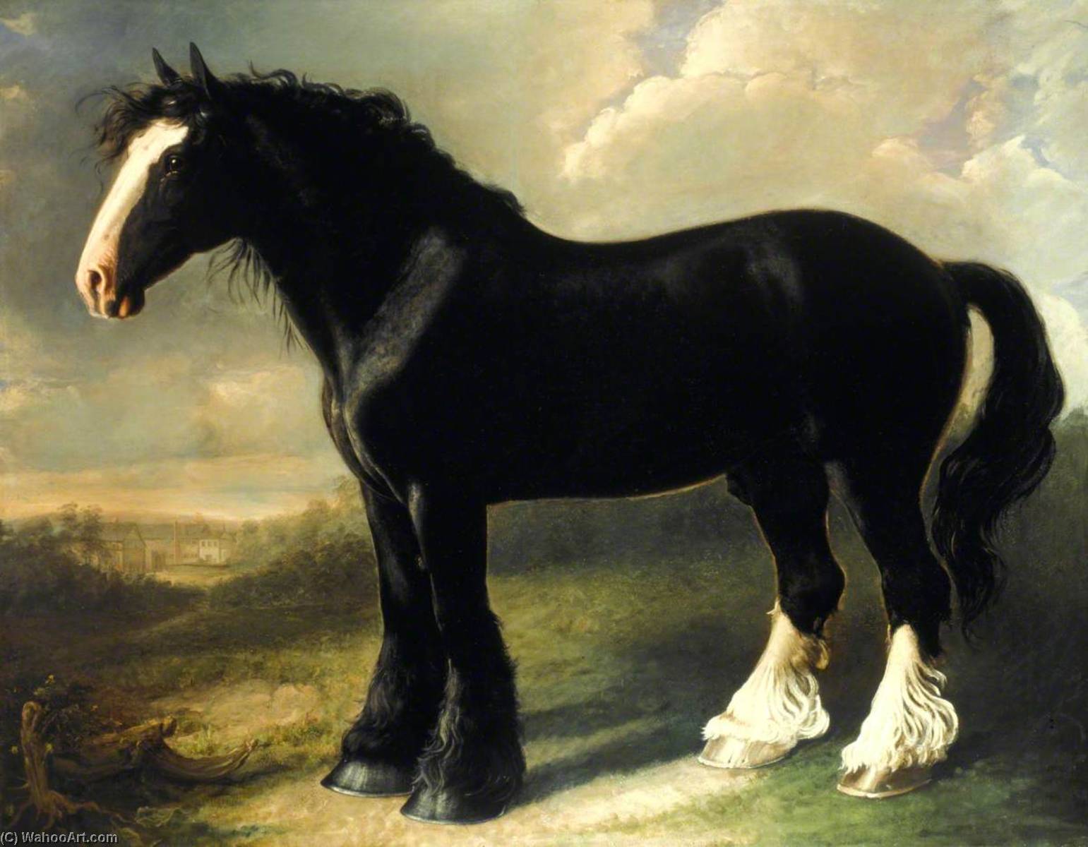 Order Oil Painting Replica Old English Black Horse by William Shiels (1785-1857) | ArtsDot.com