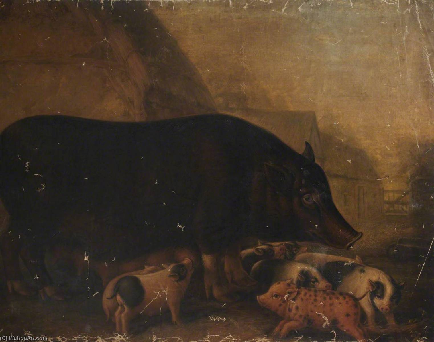 Order Artwork Replica Siamese Sow and Piglets by William Shiels (1785-1857) | ArtsDot.com