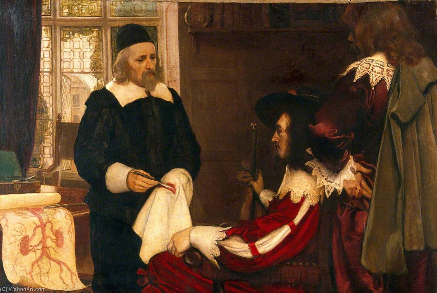Order Paintings Reproductions William Harvey Demonstrating His Theory of Circulation of Blood before Charles I by Ernest Board (1877-1934) | ArtsDot.com
