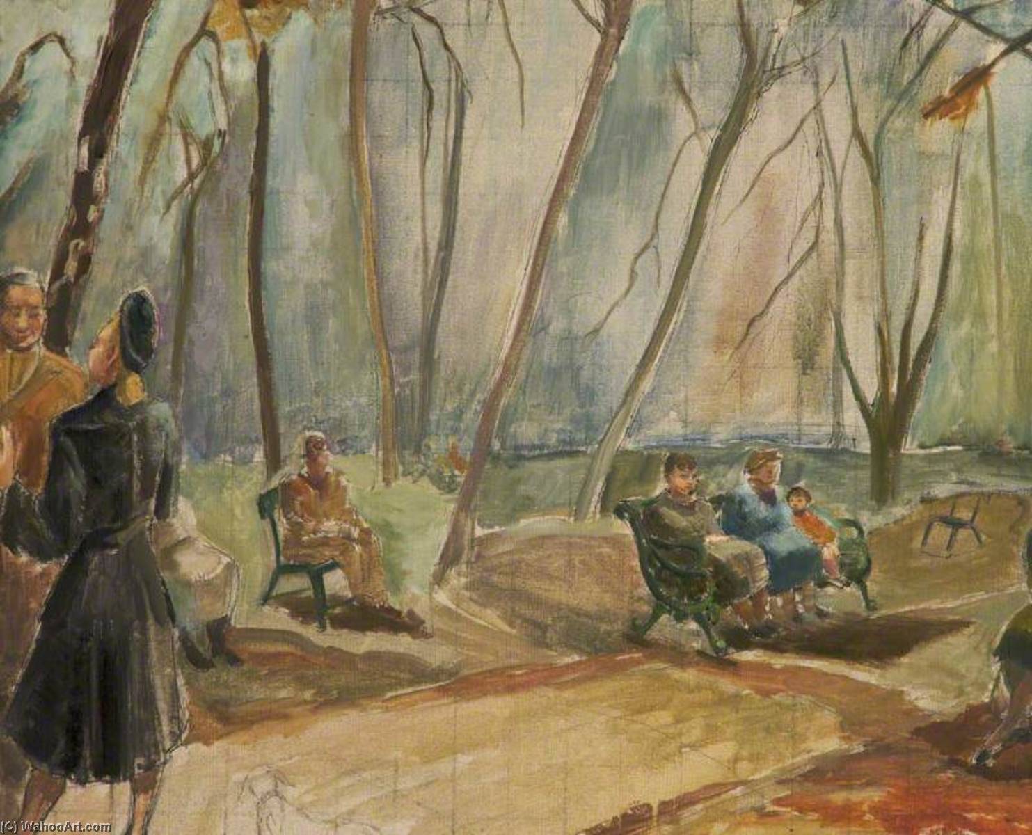 Figures in a Park (verso) by Joan Hargreaves (1921-2007) Joan Hargreaves | ArtsDot.com