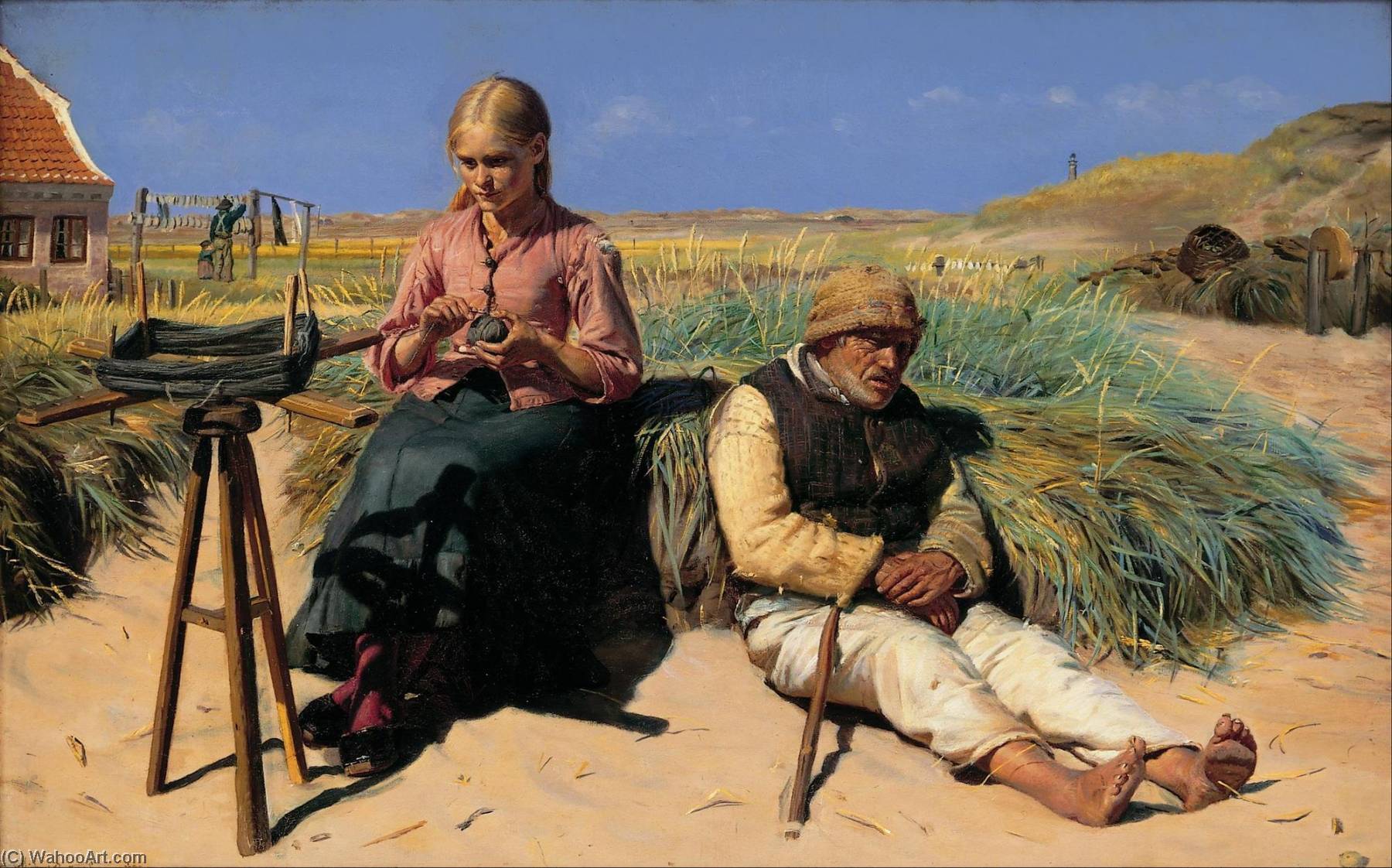 Order Artwork Replica Figures in a Landscape (also known as Blind Kritian and Tine among the Dunes), 1880 by Michael Peter Ancher (1849-1927) | ArtsDot.com
