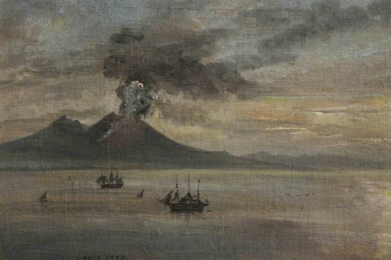 Order Oil Painting Replica The Neapolitan Coast with Vesuvius in eruption, 1820 by Johan Christian Clausen Dahl (1788-1857, Norway) | ArtsDot.com