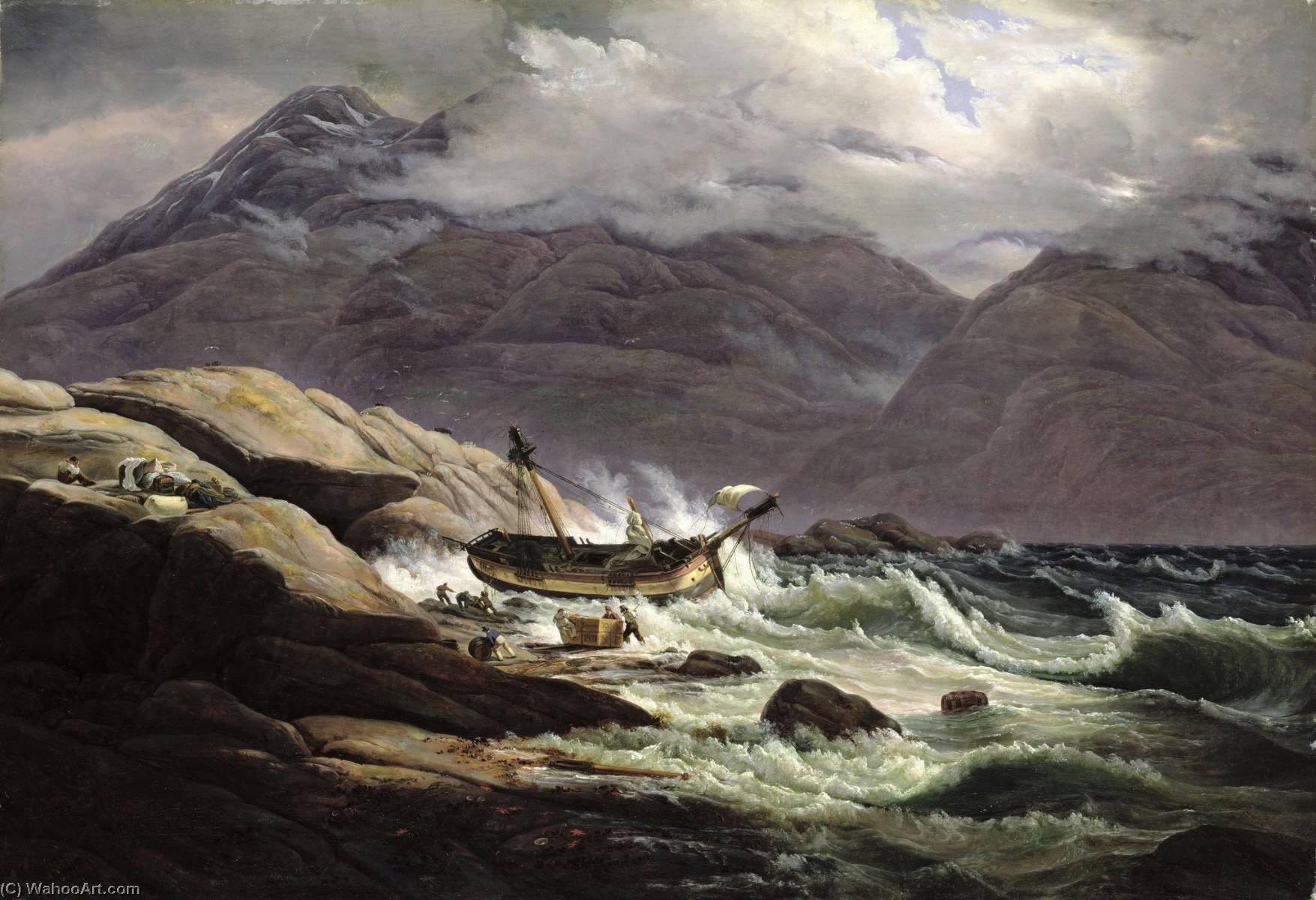 Pedir Reproducciones De Pinturas Shipwreck en la costa noruega, 1831 de Johan Christian Clausen Dahl (1788-1857, Norway) | ArtsDot.com