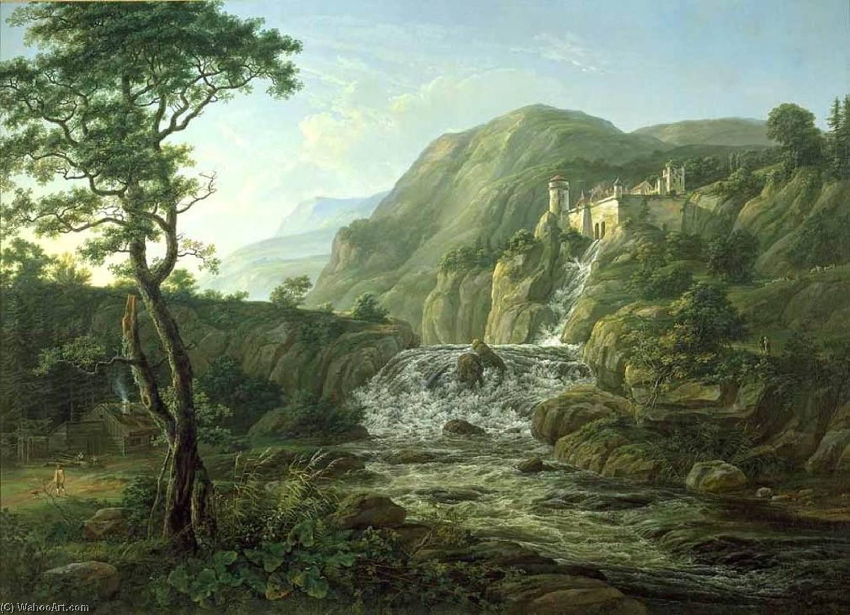 Order Paintings Reproductions Mountain Landscape with a Castle, 1816 by Johan Christian Clausen Dahl (1788-1857, Norway) | ArtsDot.com
