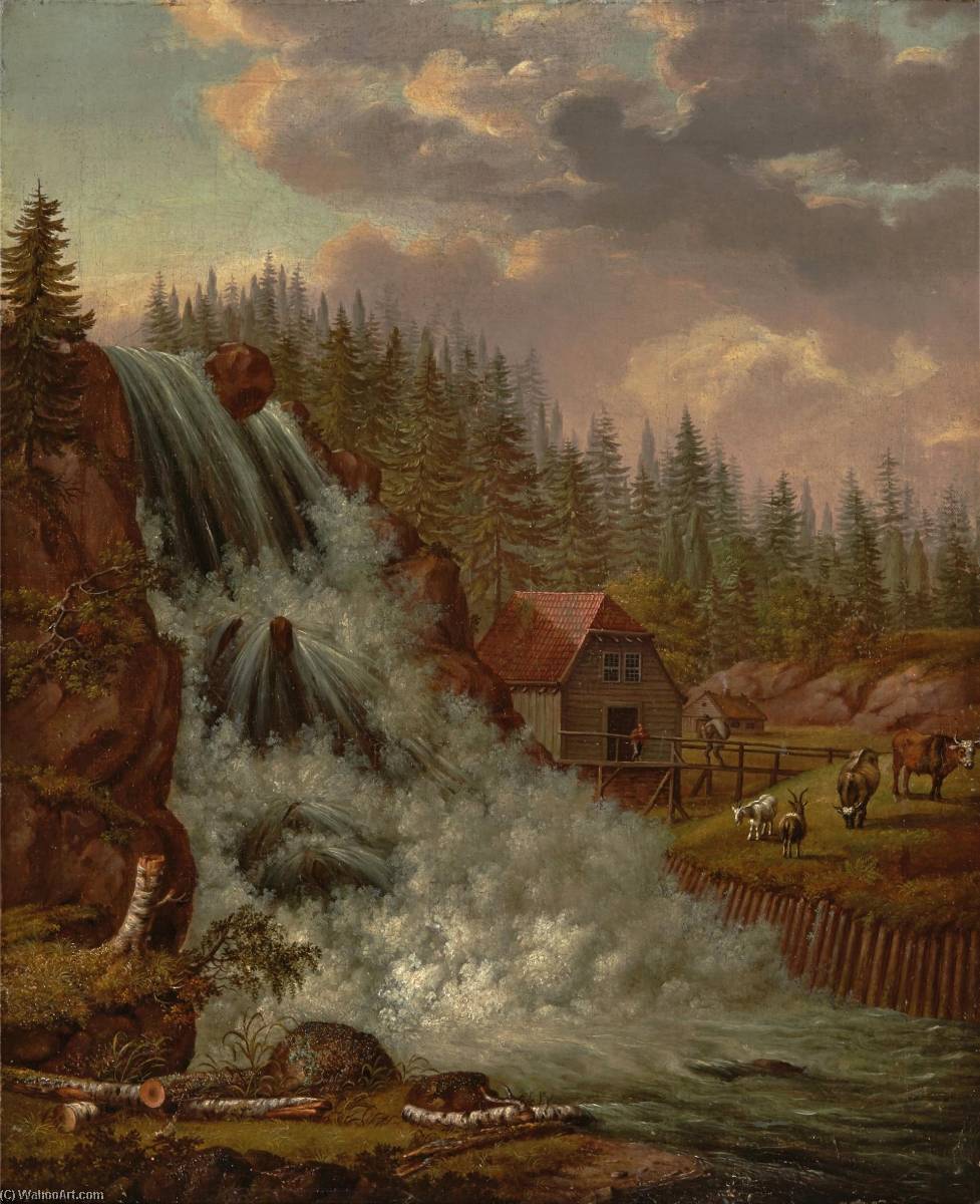 Order Oil Painting Replica Norsk landskap, Rogna vannfall, 1812 by Johan Christian Clausen Dahl (1788-1857, Norway) | ArtsDot.com
