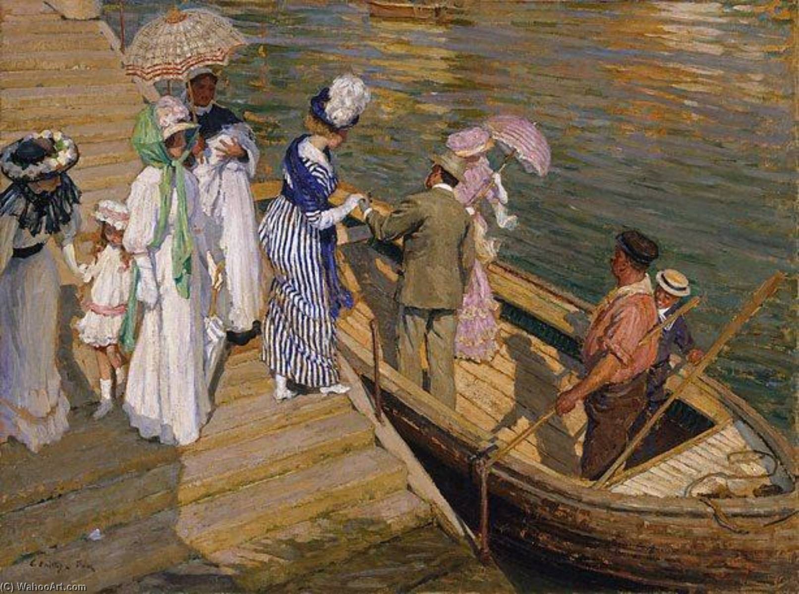 Order Paintings Reproductions English The Ferry, 1910 by Emanuel Phillips Fox (1865-1915, Australia) | ArtsDot.com