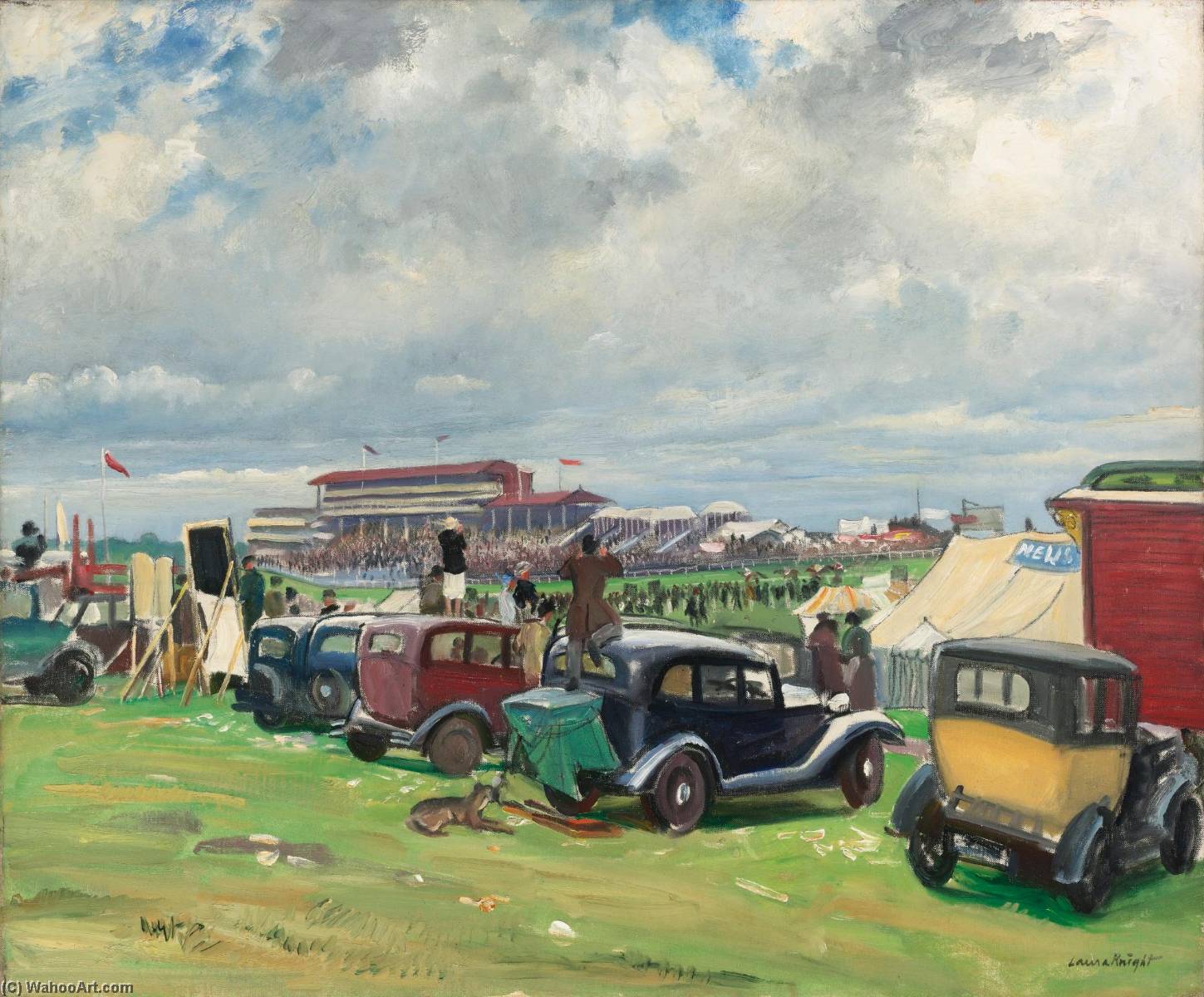 Order Oil Painting Replica A Dull Day at Epsom by Dame Laura Knight (Inspired By) (1877-1970, United Kingdom) | ArtsDot.com