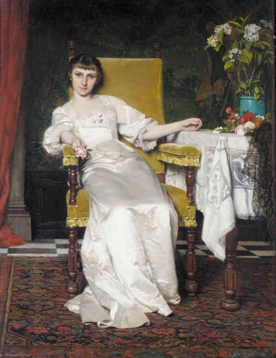 Order Art Reproductions Lady with a Rose, 1873 by Wladyslaw Czachórski (1850-1911) | ArtsDot.com
