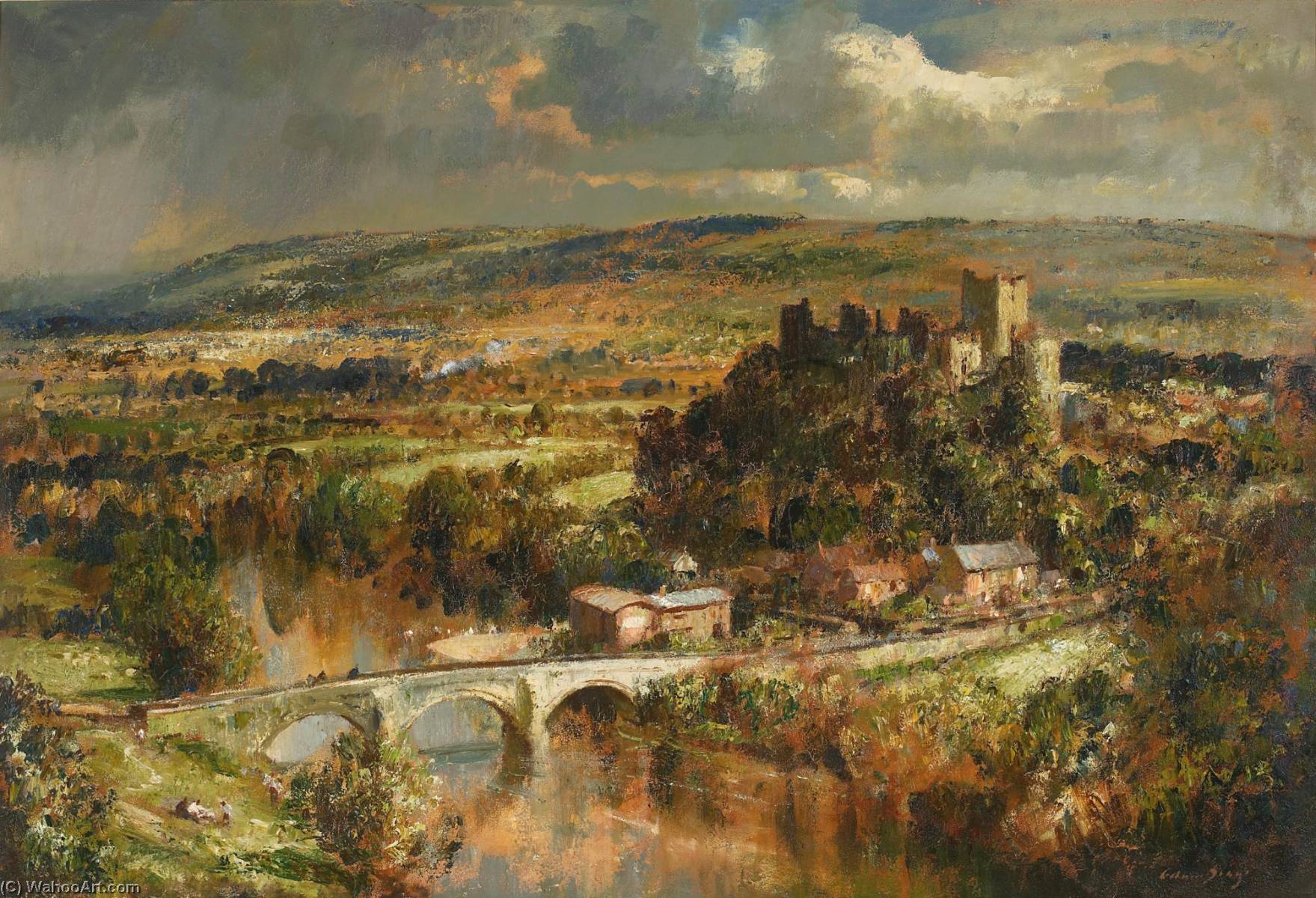 Buy Museum Art Reproductions View of Ludlow Castle by Edward Seago (Inspired By) (1910-1974) | ArtsDot.com