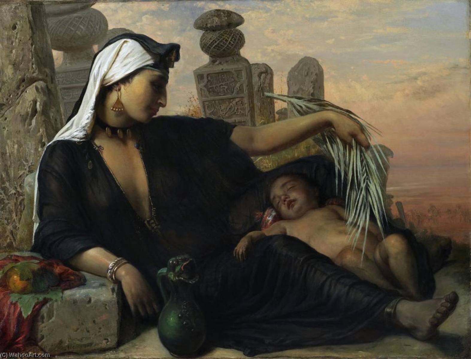 Buy Museum Art Reproductions An Egyptian Fellah Woman with her Child, 1872 by Elisabeth Jerichau Baumann (1819-1881, United States) | ArtsDot.com