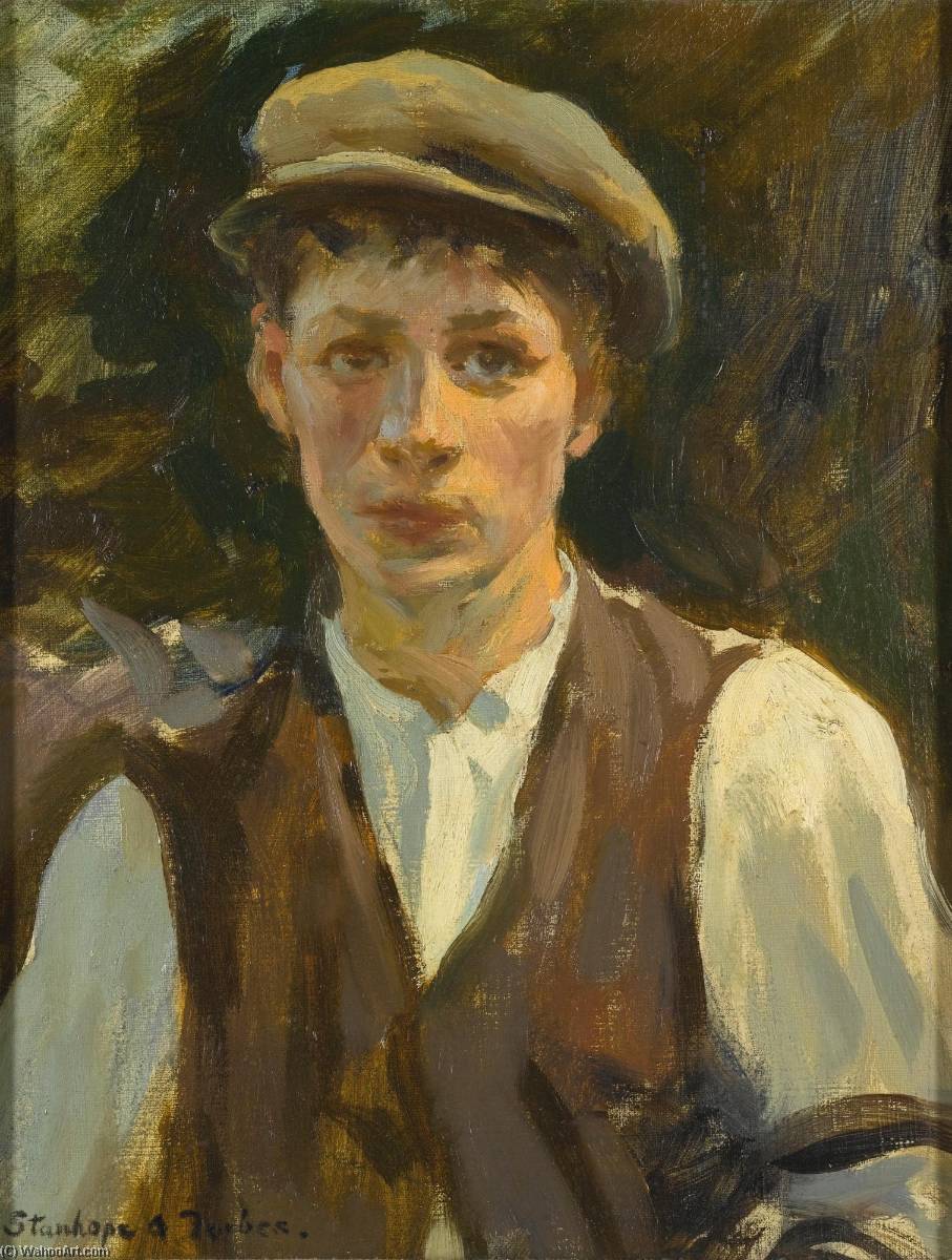Order Paintings Reproductions Study of a Young Man by Stanhope Alexander Forbes (1857-1947, Ireland) | ArtsDot.com