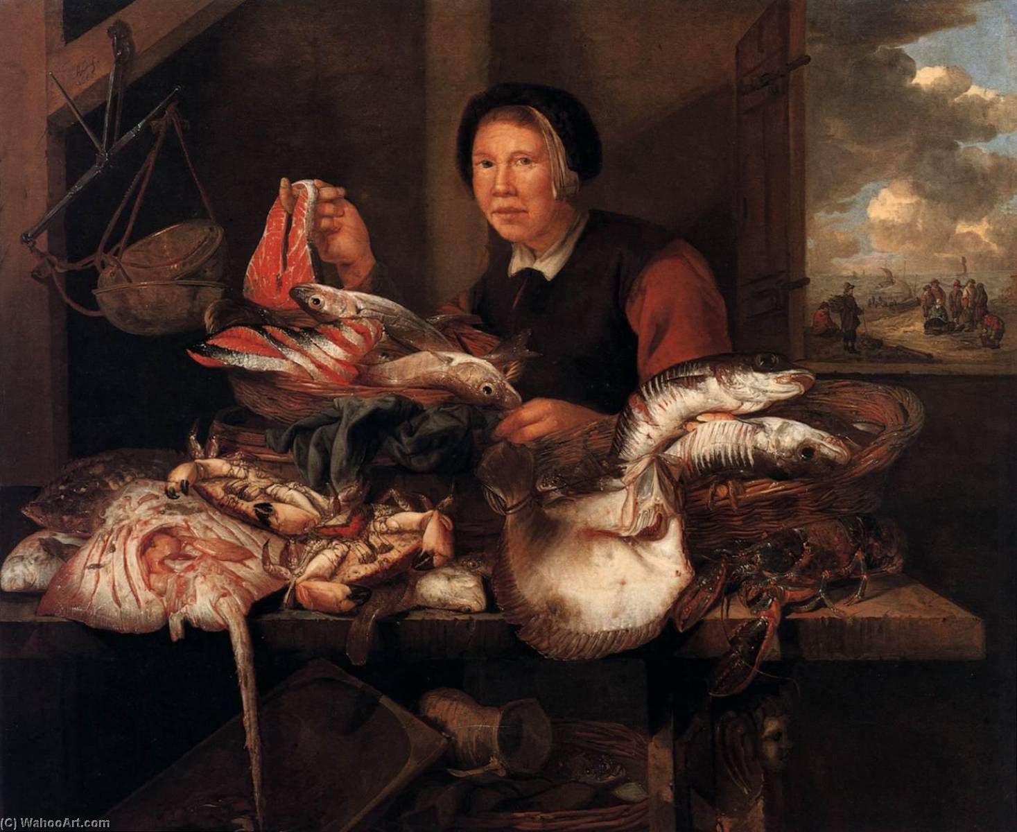 Order Oil Painting Replica The Fishmonger, 1666 by Abraham Hendriksz Van Beijeren | ArtsDot.com