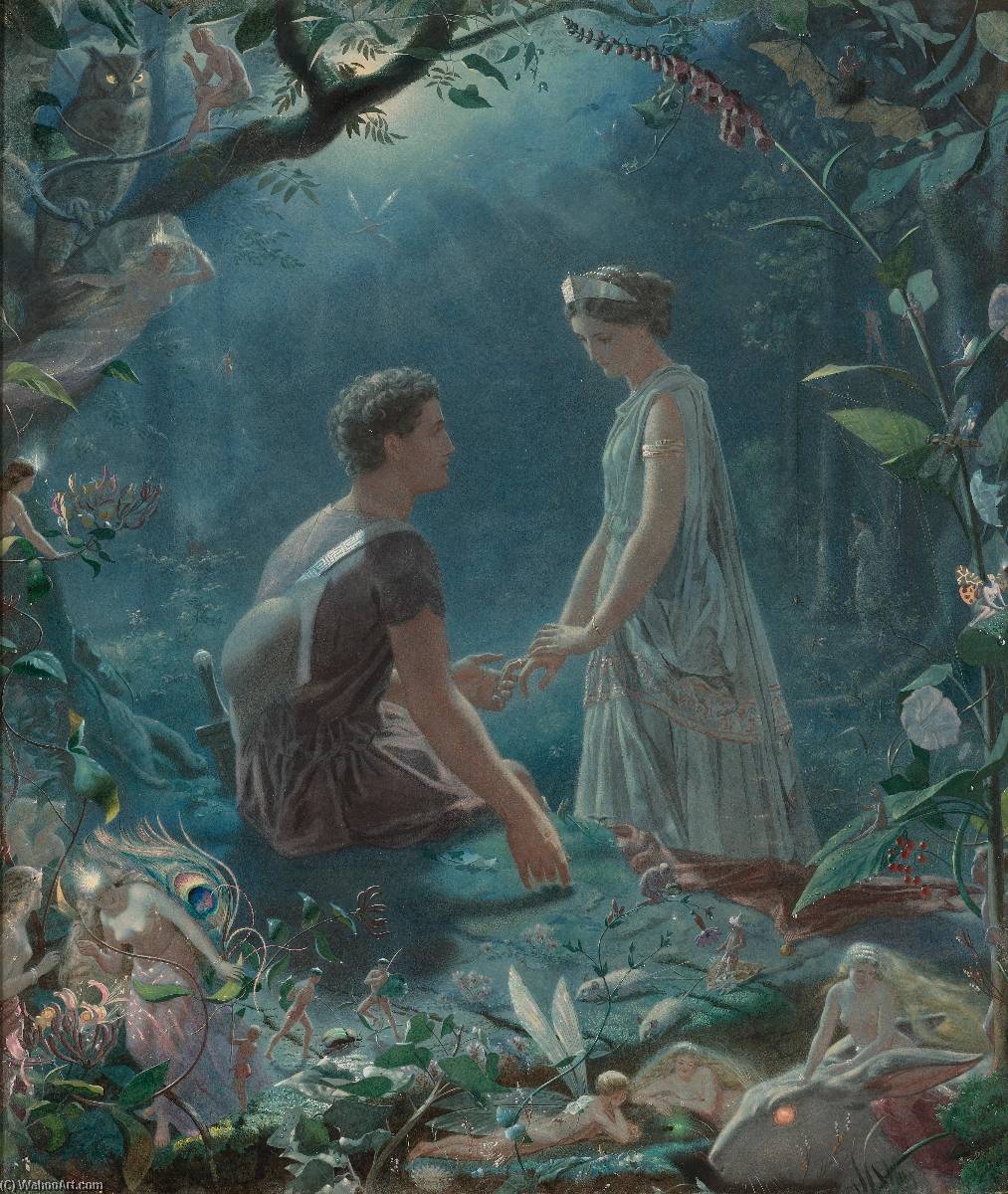 Buy Museum Art Reproductions Hermia and Lysander, A Midsummer Night`s Dream by John Simmons (1823-1876) | ArtsDot.com