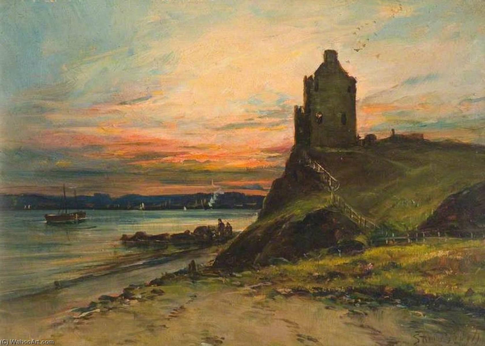 Buy Museum Art Reproductions Castle Ruins on a Cliff Edge by Samuel Bough (1822-1878, United Kingdom) | ArtsDot.com