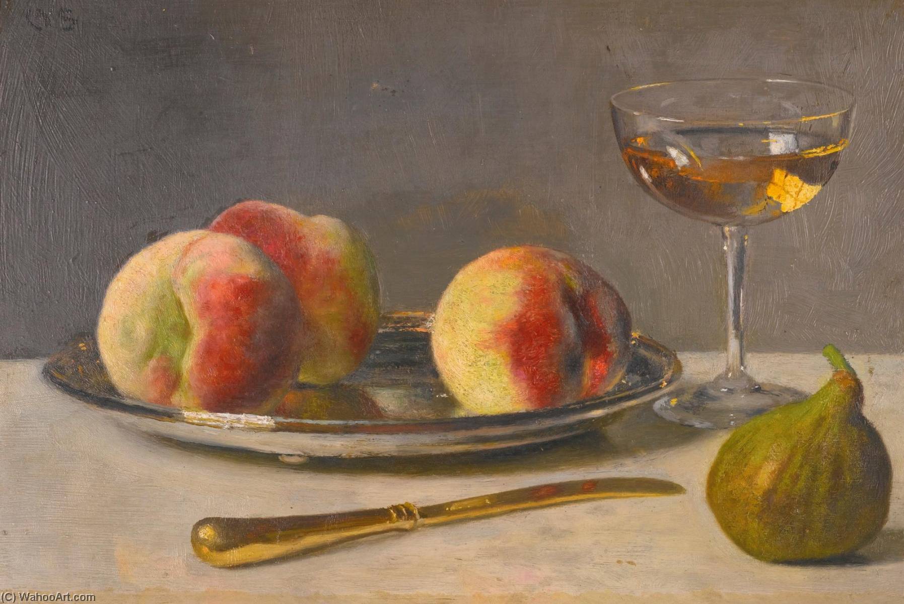 Buy Museum Art Reproductions Still Life with Peaches and Fig, 1890 by Otto Scholderer (1834-1902) | ArtsDot.com