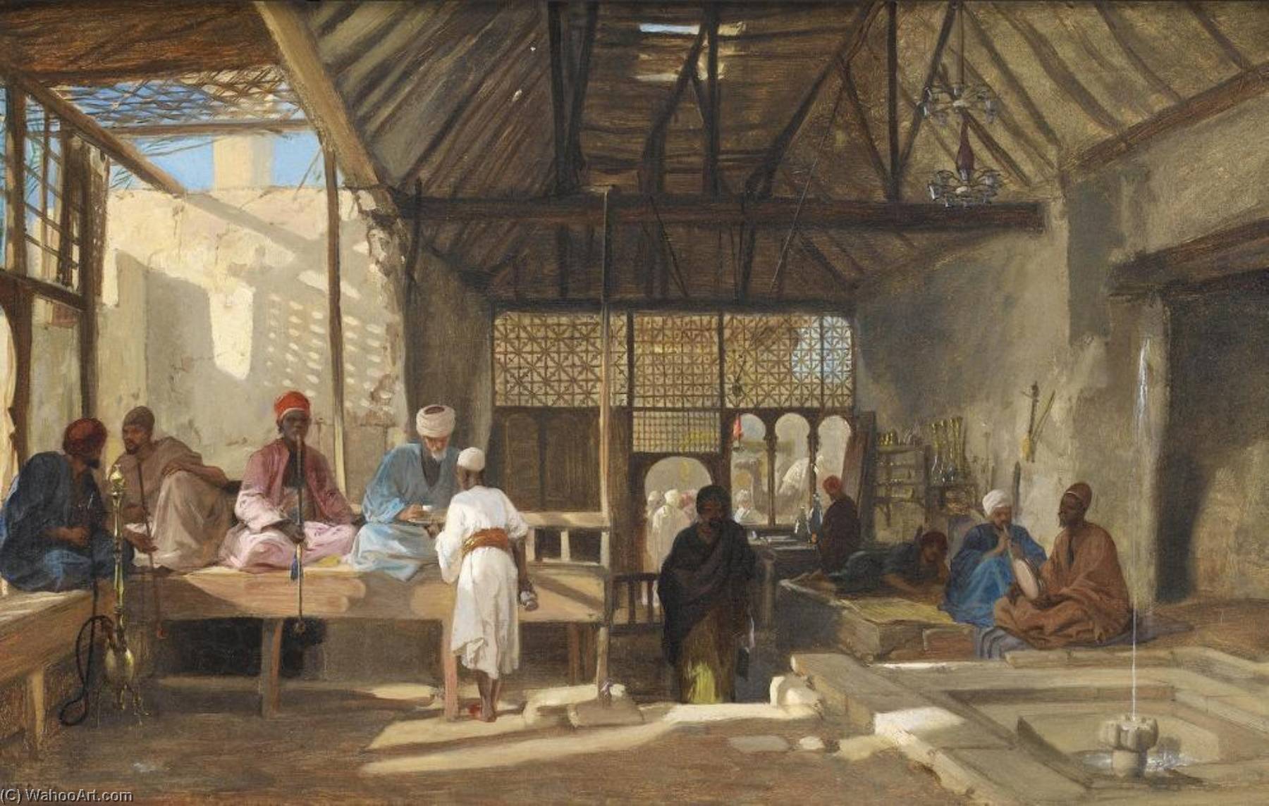 Order Oil Painting Replica Interior of a Coffee Shop, Cairo, 1870 by Frederick Goodall (1822-1904, United Kingdom) | ArtsDot.com