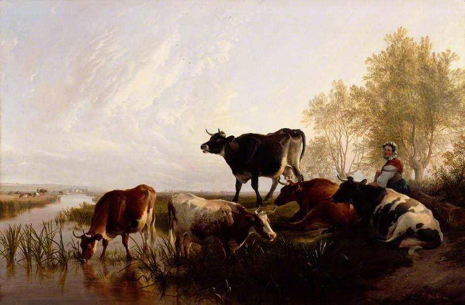 Order Artwork Replica Milking Time in the Meadows, 1869 by Thomas Sidney Cooper (1803-1902, United Kingdom) | ArtsDot.com