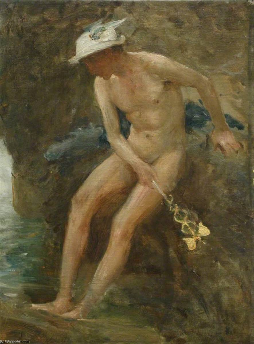 Order Art Reproductions Hermes at The Pool (sketch), 1900 by Henry Scott Tuke (1858-1929, United Kingdom) | ArtsDot.com
