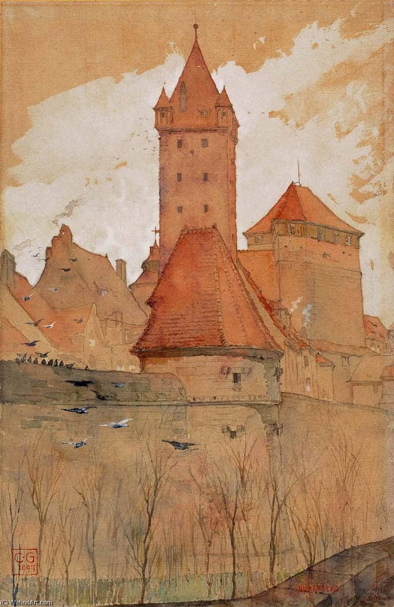 Order Oil Painting Replica Towers from the City Wall, Nuremberg, 1897 by Cass Gilbert (1859-1934) | ArtsDot.com
