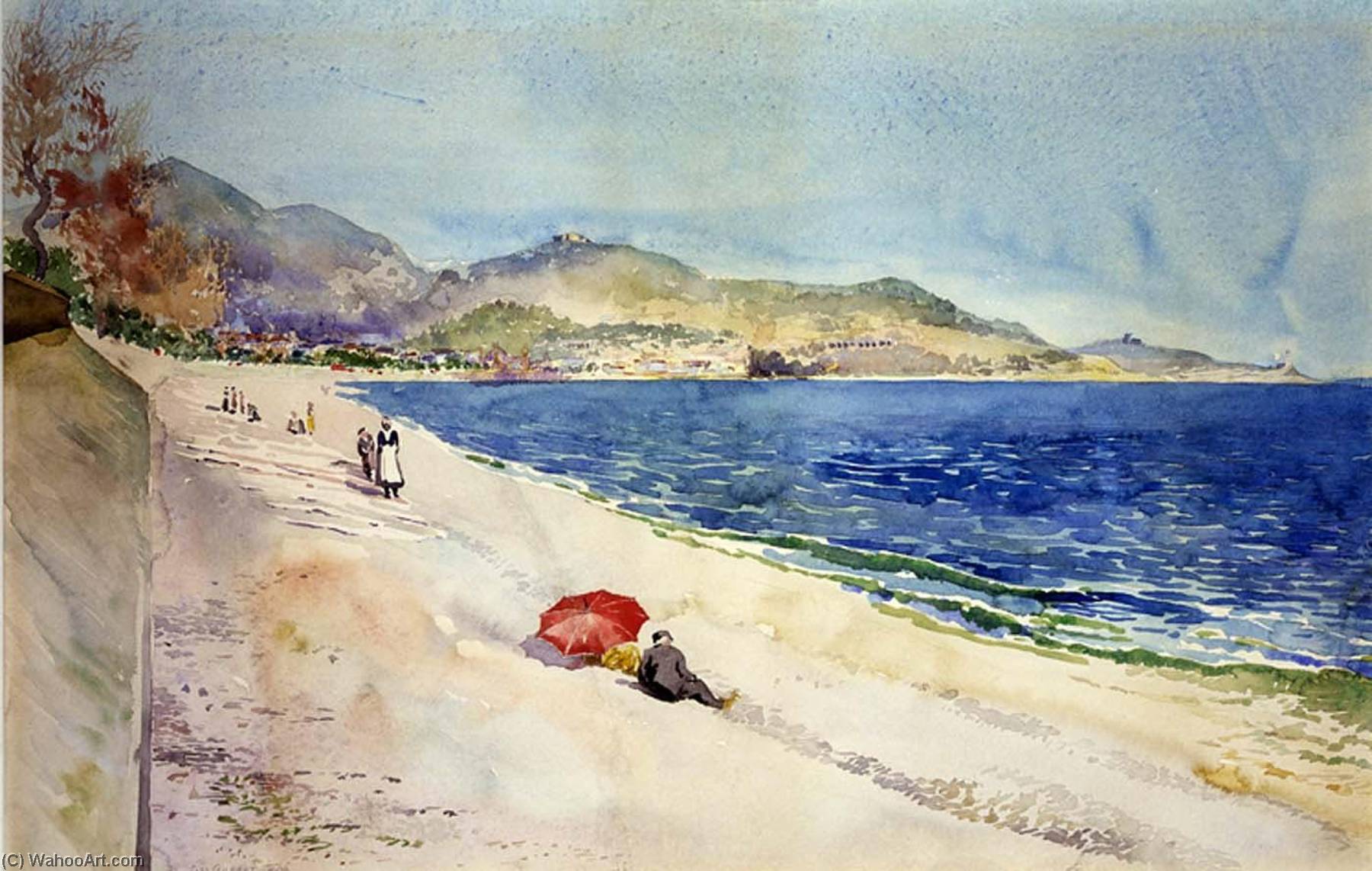Order Paintings Reproductions On the Beach below the Promenade des Anglais, Nice, France, 1898 by Cass Gilbert (1859-1934) | ArtsDot.com