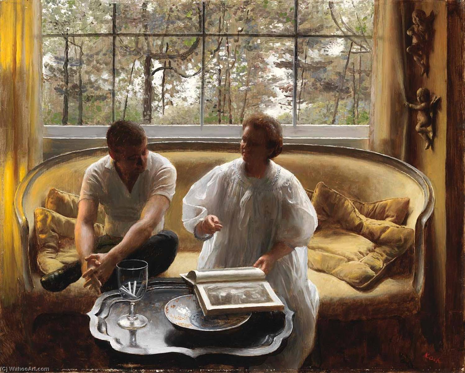 Order Oil Painting Replica Conversation, 1962 by John Koch (Inspired By) (1909-1978) | ArtsDot.com