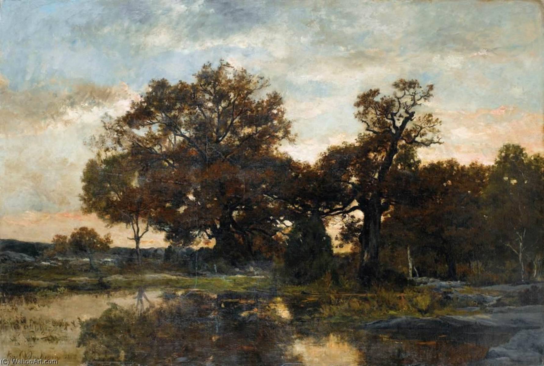 Buy Museum Art Reproductions Landscape with River, Sunset, 1865 by Karl Daubigny (1846-1886) | ArtsDot.com