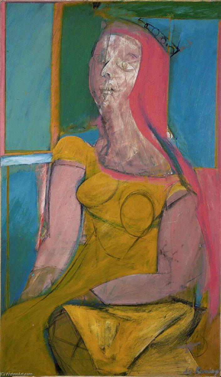 順序 絵画のコピー ハートの女王, 1946 バイ Willem De Kooning (に触発された) (1904-1997, Netherlands) | ArtsDot.com