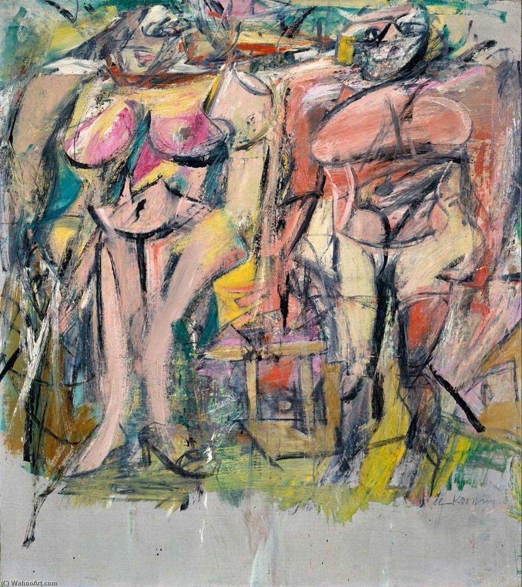 Kauf Museum Kunstreproduktionen Zwei Frauen im Land, 1954 von Willem De Kooning (Inspiriert von) (1904-1997, Netherlands) | ArtsDot.com