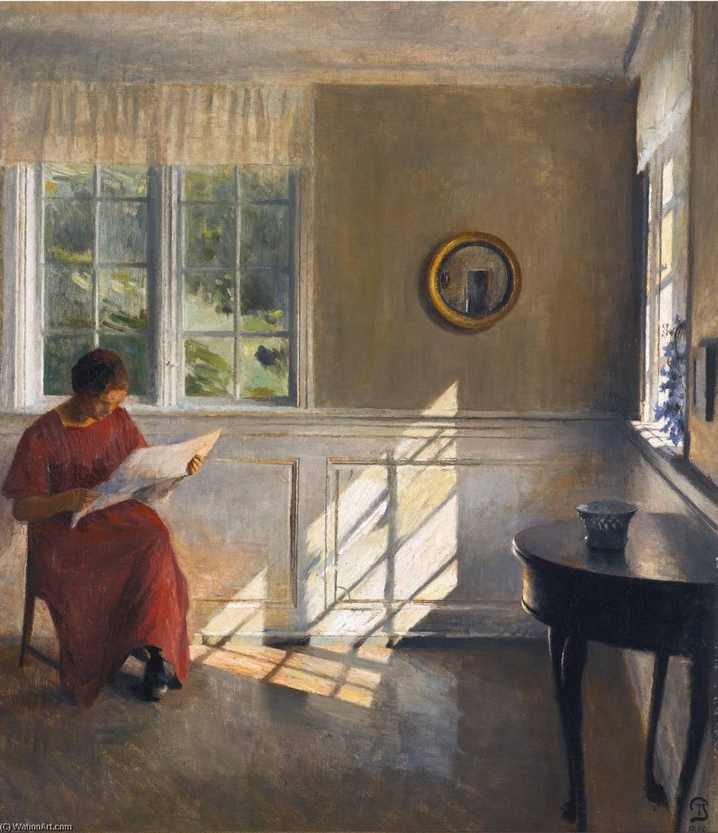 Order Art Reproductions A Sunlit Interior by Peder Ilsted (1861-1933) | ArtsDot.com