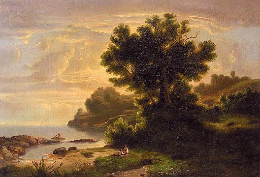 Buy Museum Art Reproductions Landscape with Family by Lake, (painting), 1858 by Robert Seldon Duncanson (1821-1872, United States) | ArtsDot.com
