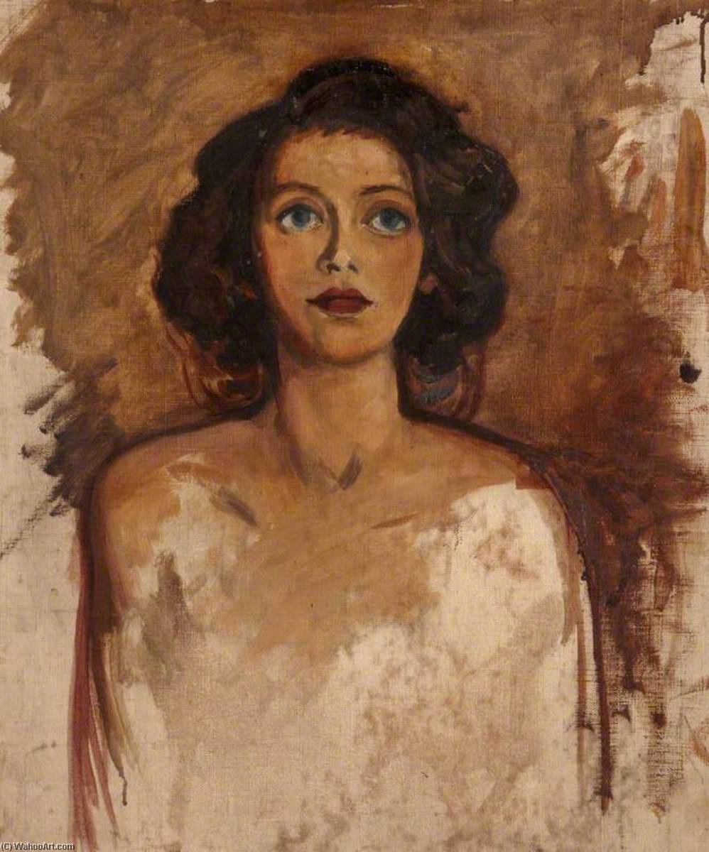 Order Paintings Reproductions Study of a Young Woman (unfinished) by Margaret Frances Anne Vane-Tempest-Stewart (Inspired By) (1910-1966) | ArtsDot.com