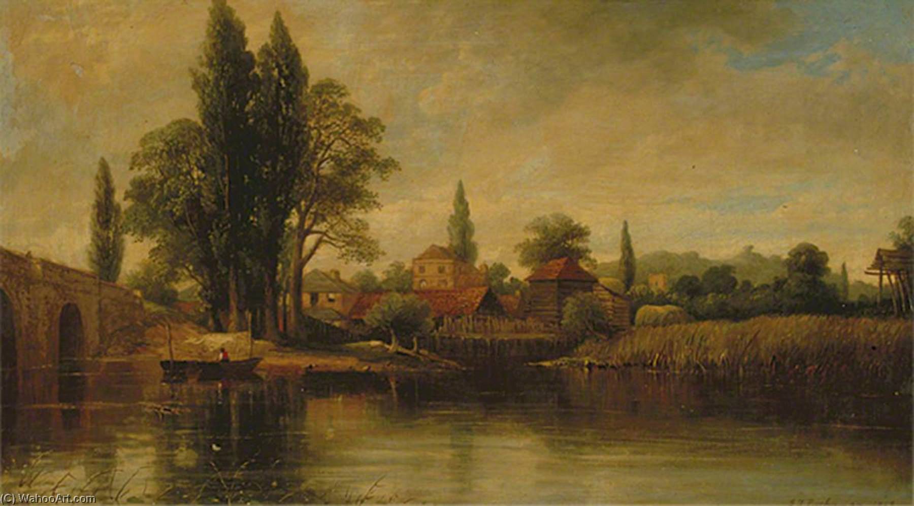 Buy Museum Art Reproductions River Scene with a Boat by George Frederick Buchanan (1800-1864) | ArtsDot.com