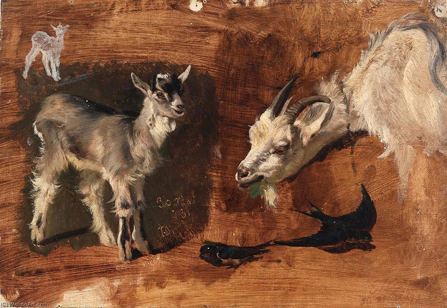 Order Paintings Reproductions Goats by Eliphalet Fraser Andrews | ArtsDot.com