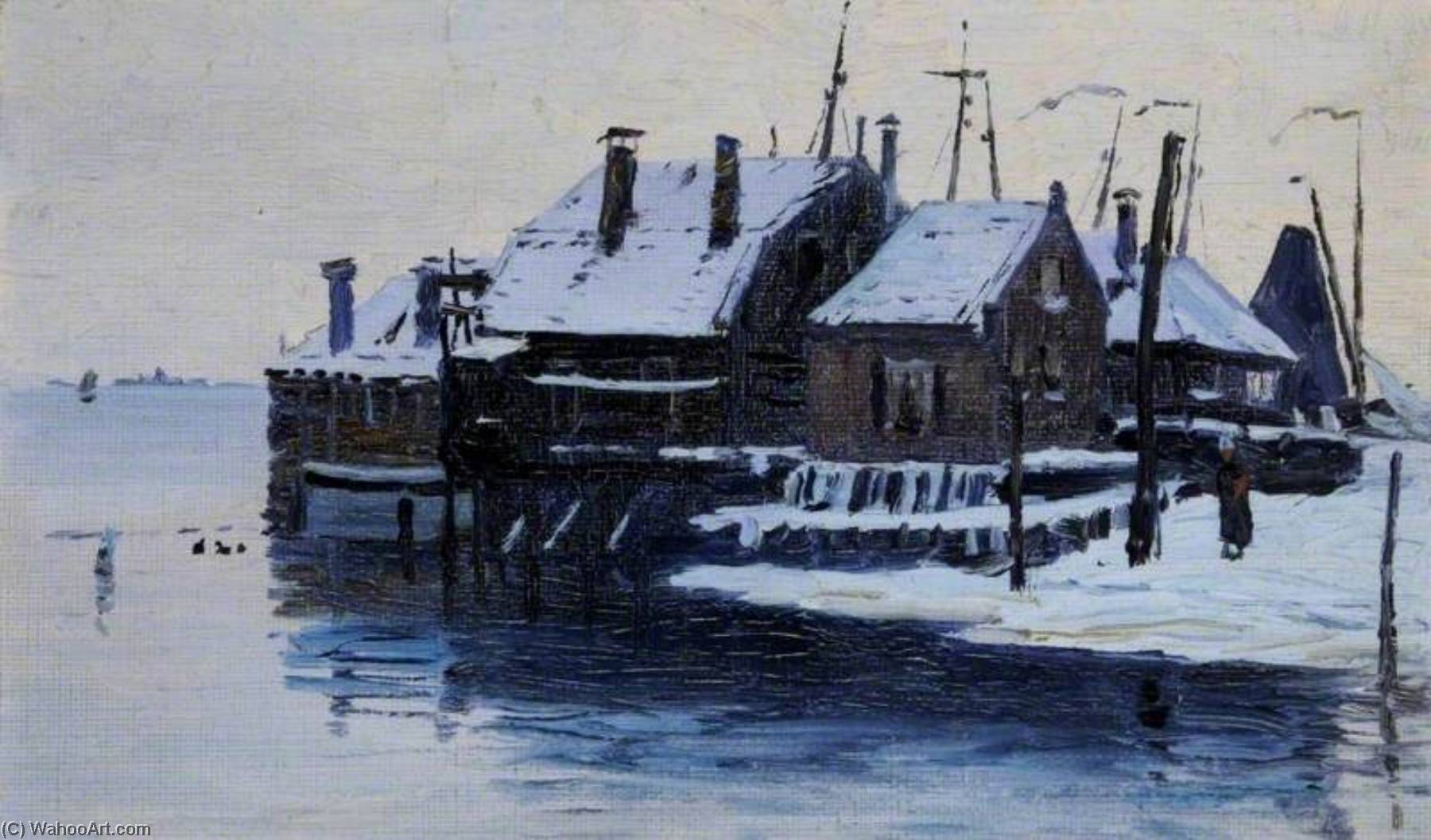 Buy Museum Art Reproductions Fishermens` Houses by George Sherwood Hunter (1846-1920) | ArtsDot.com