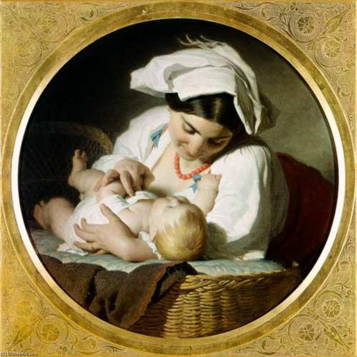 Buy Museum Art Reproductions Motherhood by Alfred Jacques Van Muyden (1818-1898) | ArtsDot.com