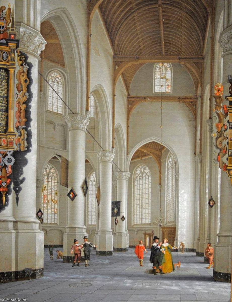 Order Oil Painting Replica The Interior of the Church of St. Laurens in Rotterdam, 1647 by Anthonie De Delorme (1610-1673) | ArtsDot.com