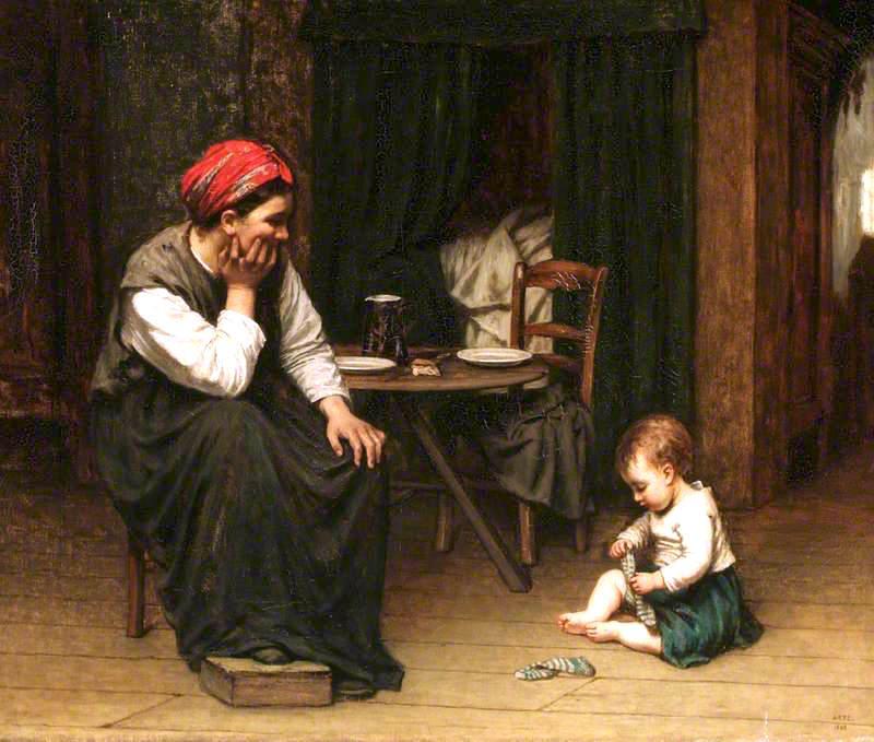Order Oil Painting Replica Mother`s Joy, 1868 by Adolph Artz (David Adolf Constant Artz) (1837-1890, Netherlands) | ArtsDot.com