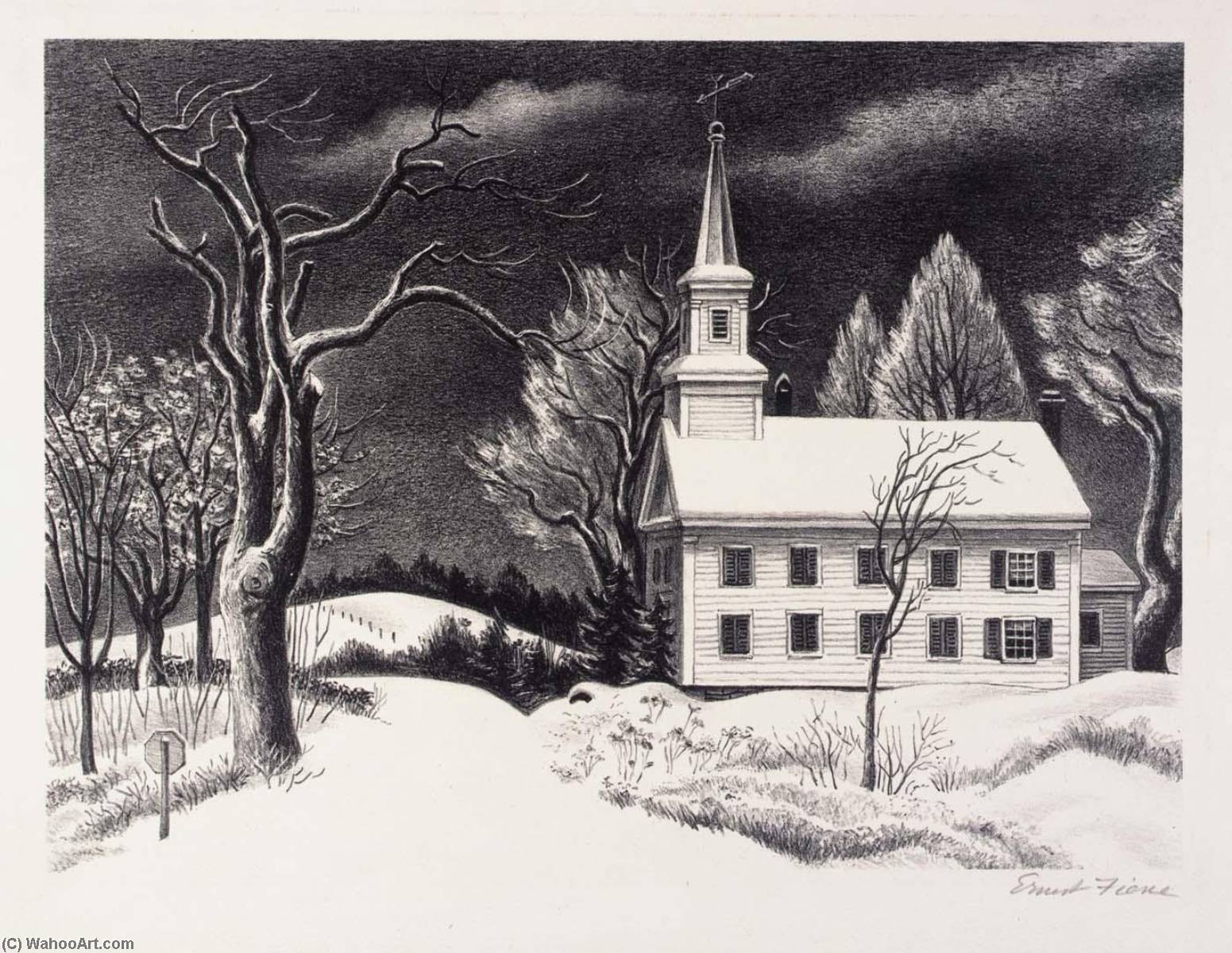 Order Oil Painting Replica New Snow, 1946 by Ernest Fiene (Inspired By) (1894-1965) | ArtsDot.com