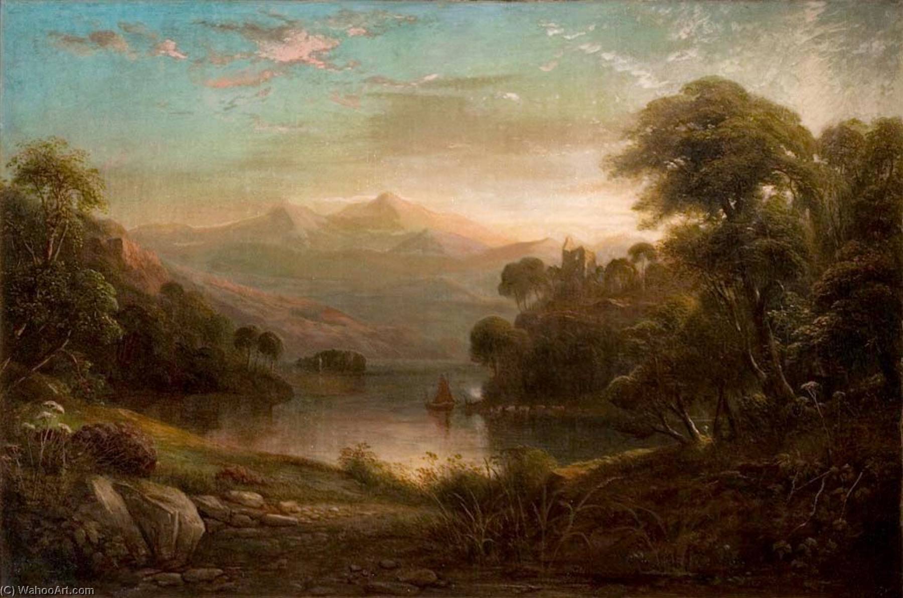 Order Paintings Reproductions Landscape with a Lake, 1855 by George Frederick Buchanan (1800-1864) | ArtsDot.com