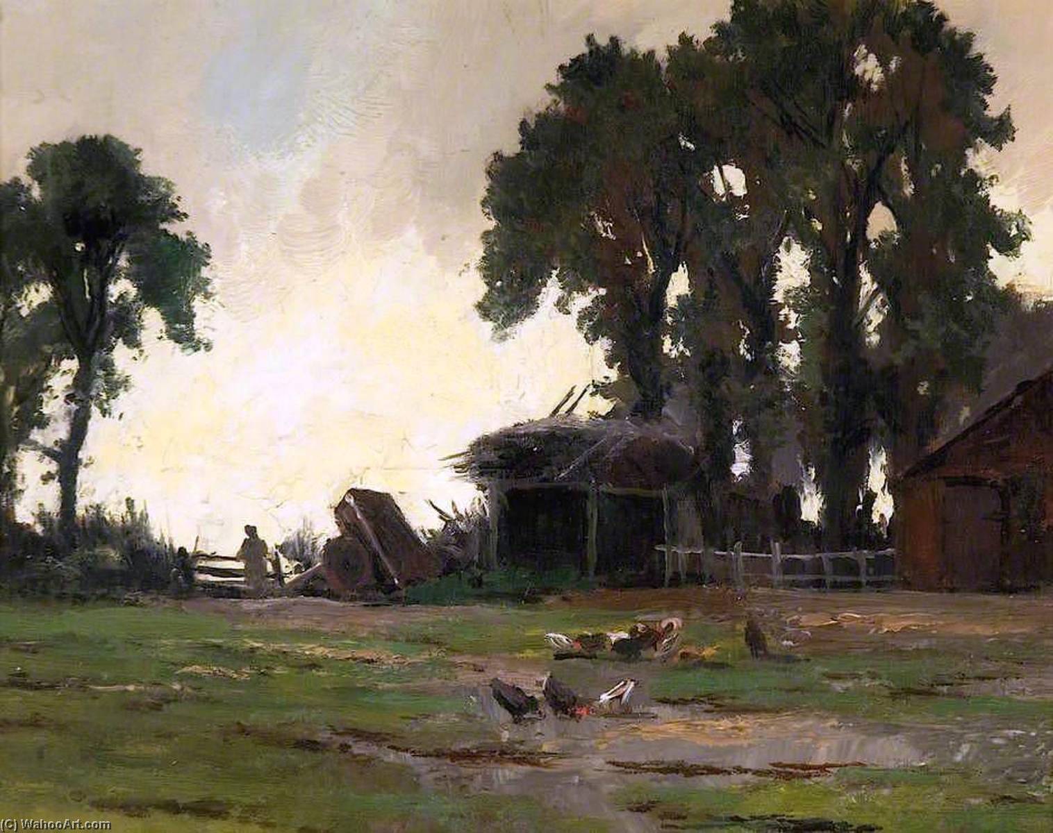 Buy Museum Art Reproductions Farmyard by Hanry Hadfield Cubley (1858-1934) | ArtsDot.com
