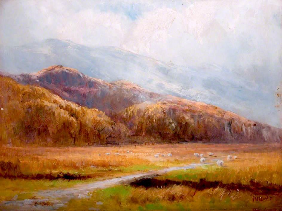 Buy Museum Art Reproductions Landscape with Sheep by Hanry Hadfield Cubley (1858-1934) | ArtsDot.com